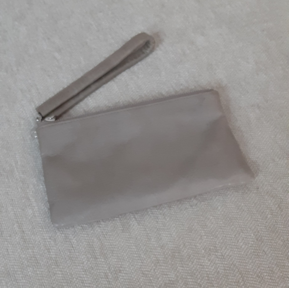 Hobo taupe distressed leather wallet, wristlet with handle